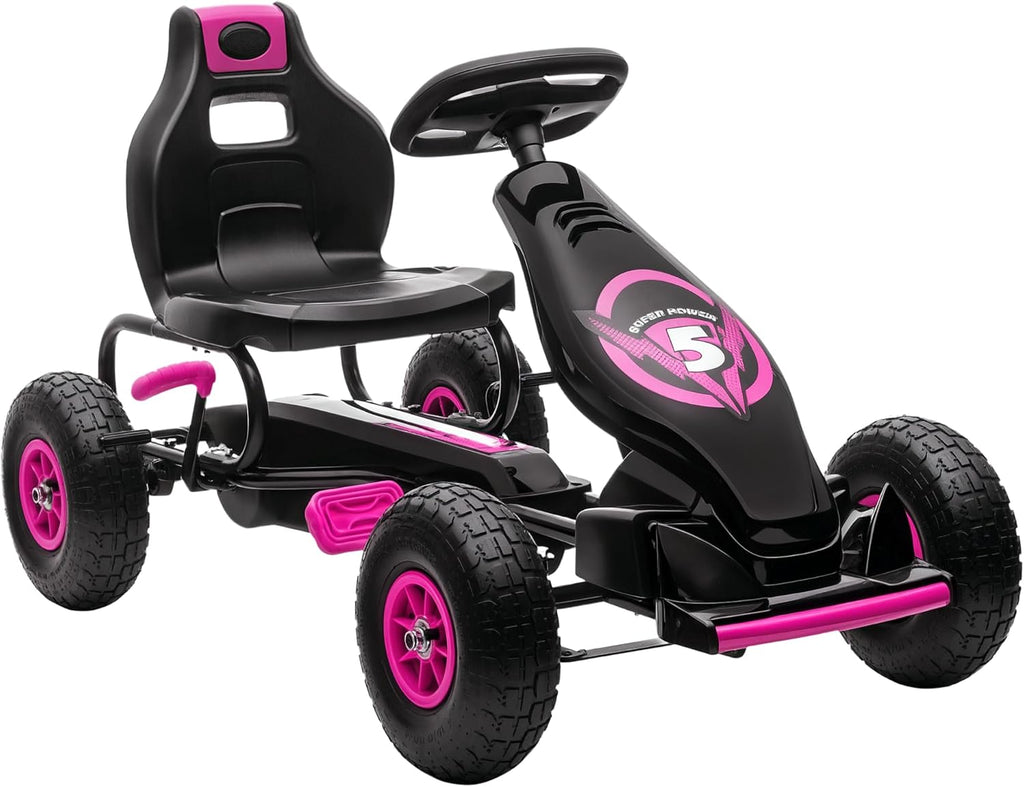 Kids' Pedal Go-Kart with Adjustable Seat and Hand Brake
