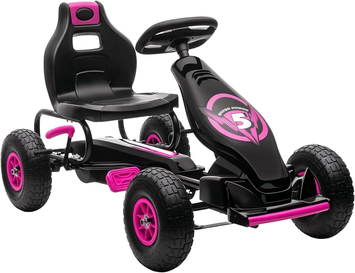 Kids' Pedal Go-Kart with Adjustable Seat and Hand Brake
