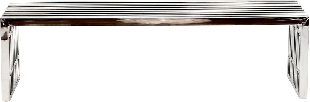 59-Inch Stainless Steel Gridiron Bench, Silver