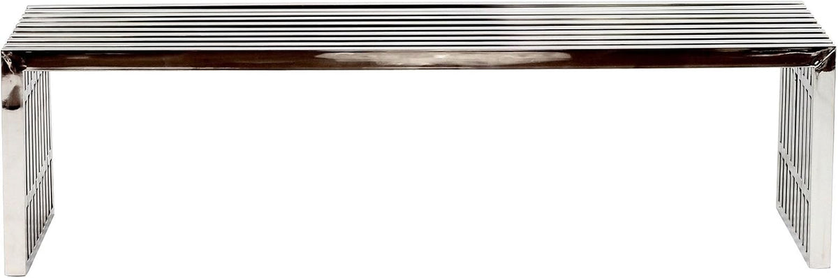 59-Inch Stainless Steel Gridiron Bench, Silver