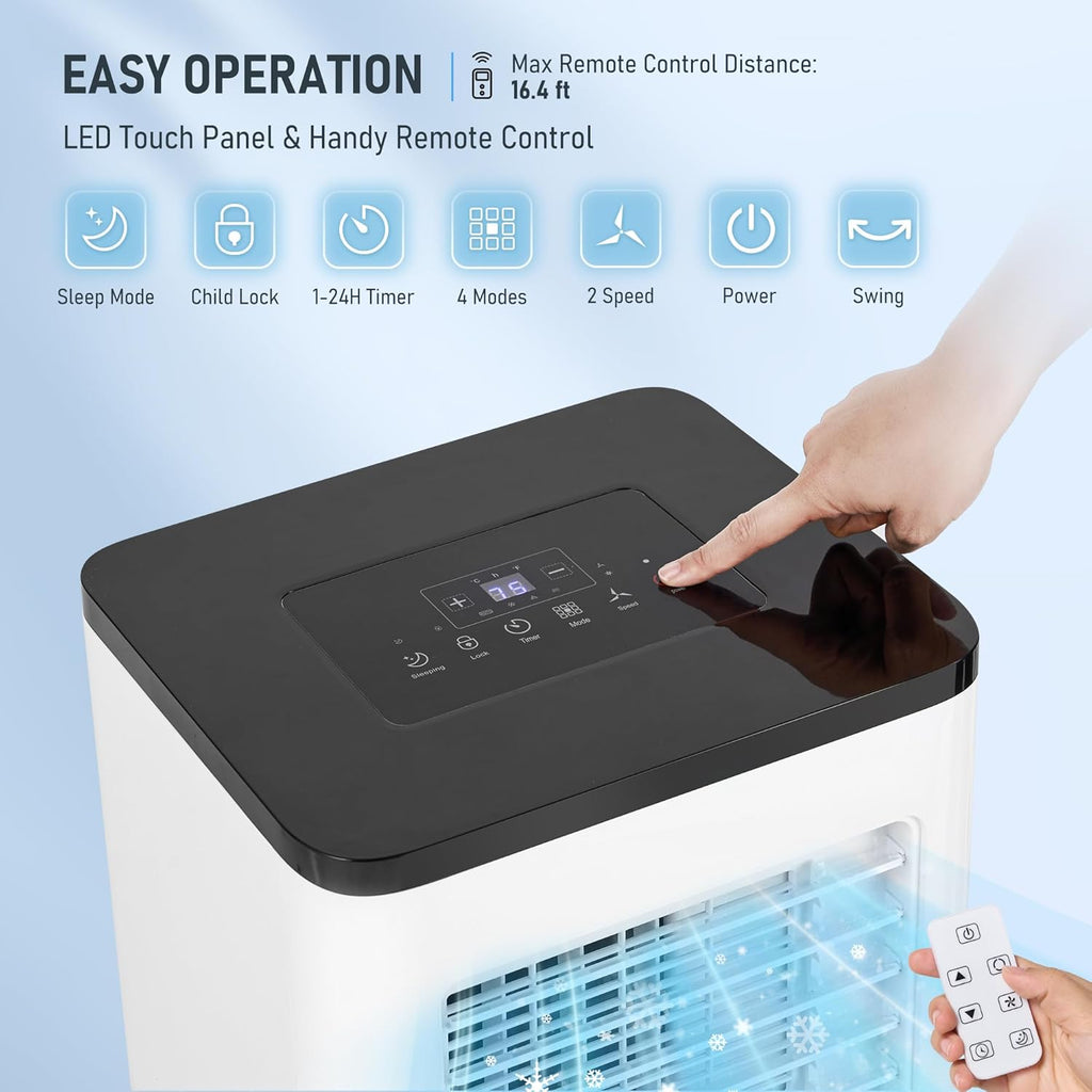 10,000 BTU Portable Air Conditioner, Dehumidifier and Fan with Window Kit