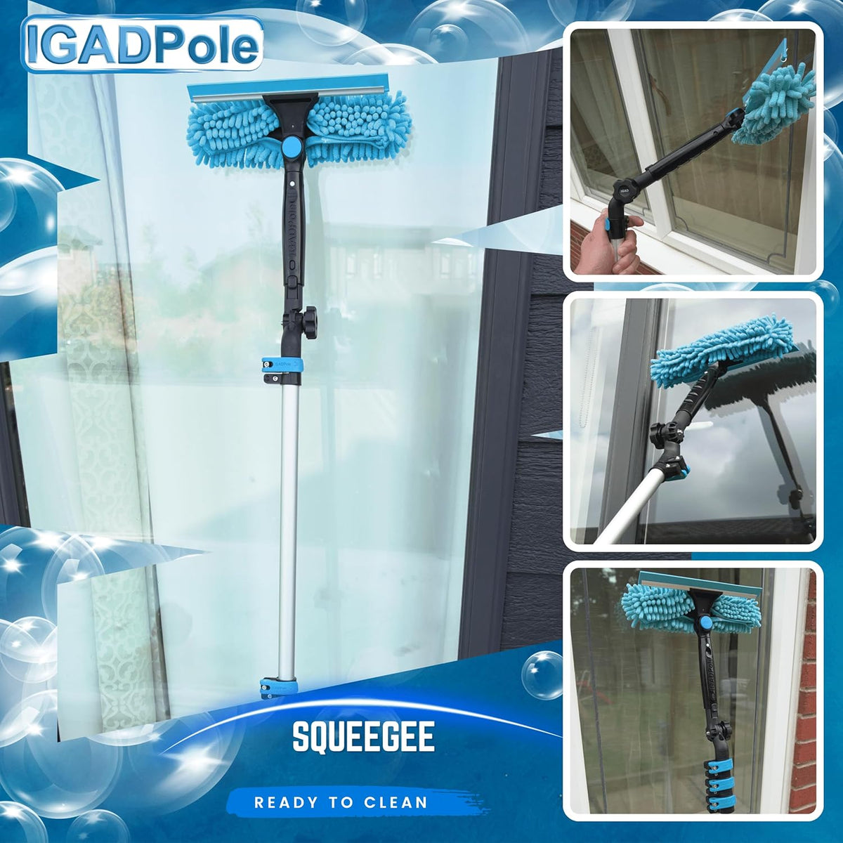 24-Foot Telescoping Window Cleaning Kit with Brush and Squeegee
