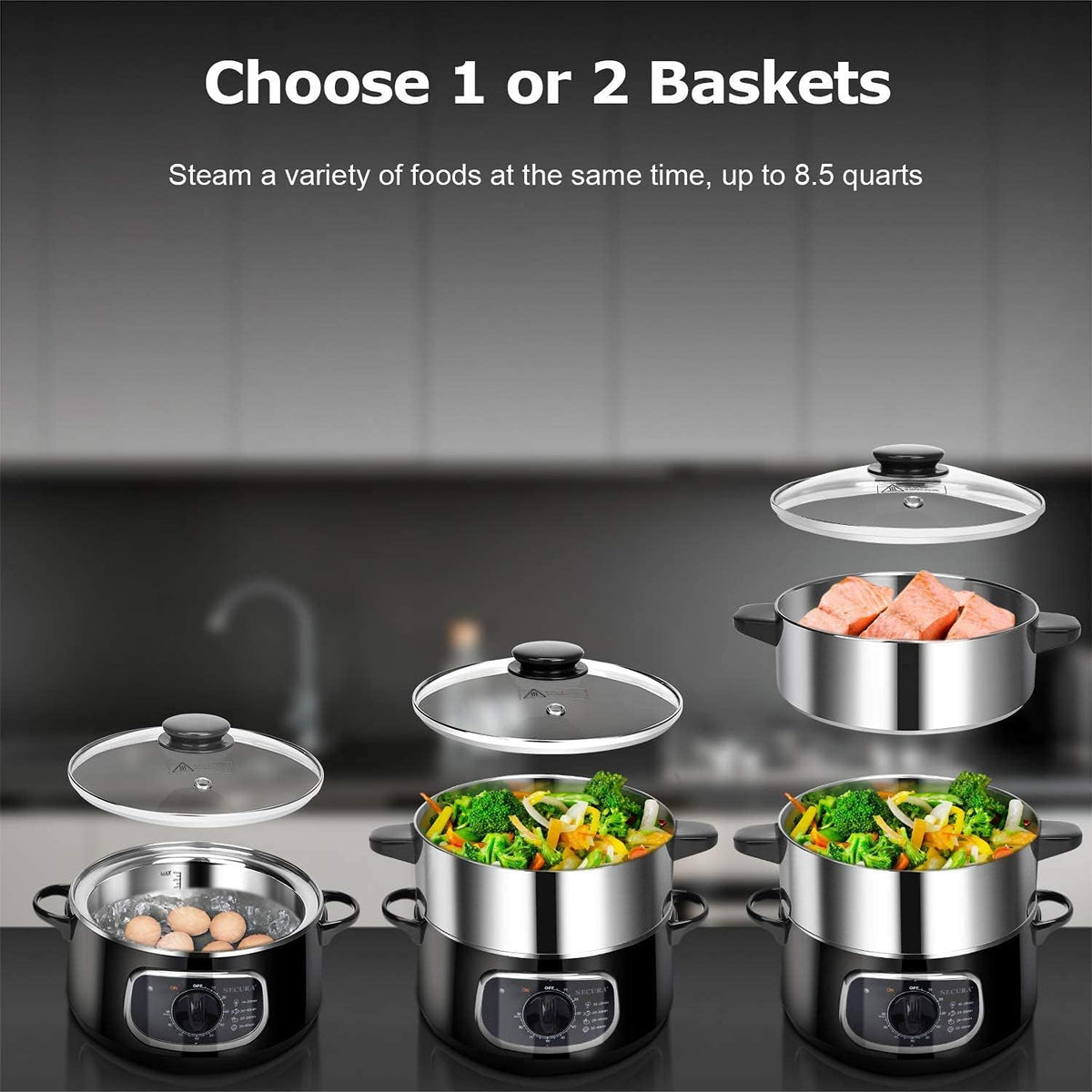 8.5-Quart Two-Tier Stainless Steel Steamer