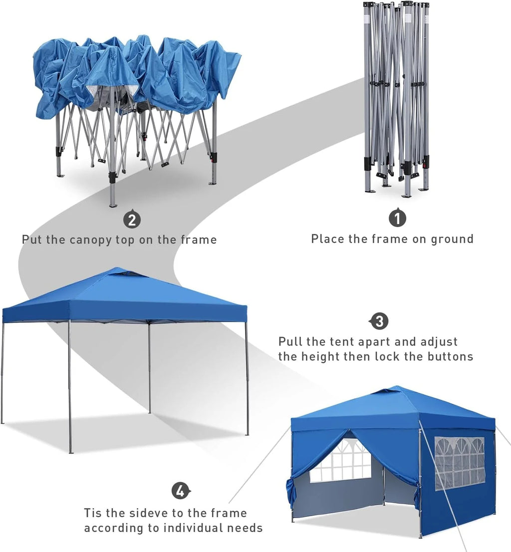 10X10 Pop Up Canopy Tent, Outdoor Canopy Tent, Patio Tent,commercial Instant GAZEBOS,4 Sidewalls, Portable Shelter Canopies, with 4…