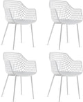Dining Armchairs with Metal Legs, Set of 4, Black