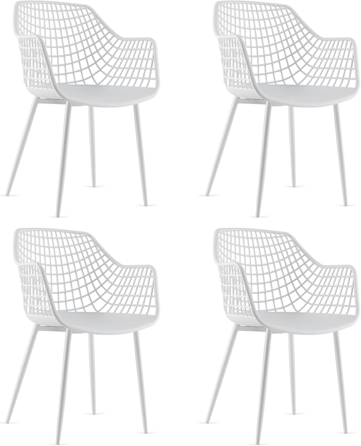 Dining Armchairs with Metal Legs, Set of 4, Black