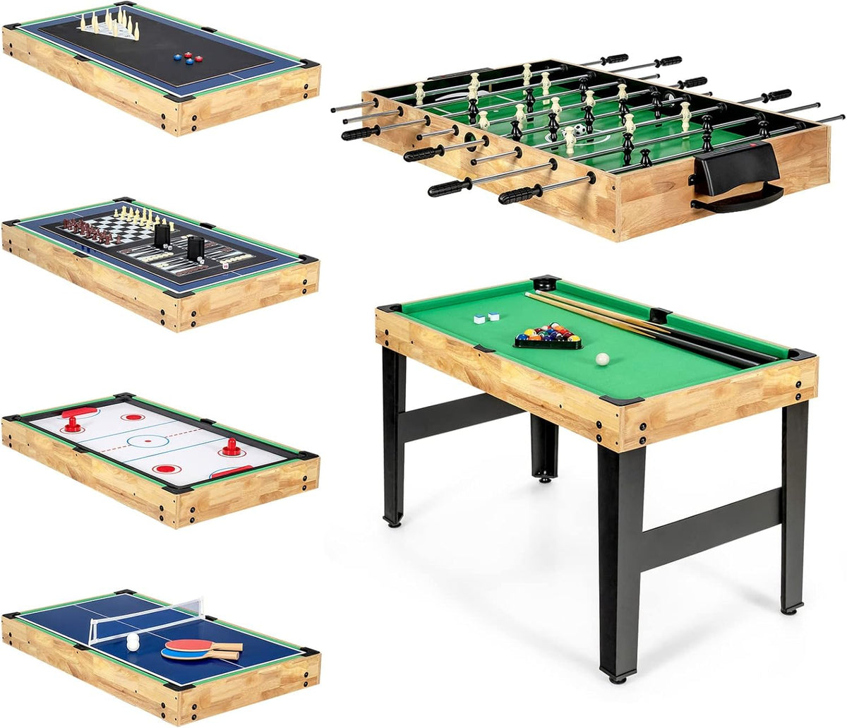 10-in-1 Multi-Game Table with Foosball, Pool and Table Tennis