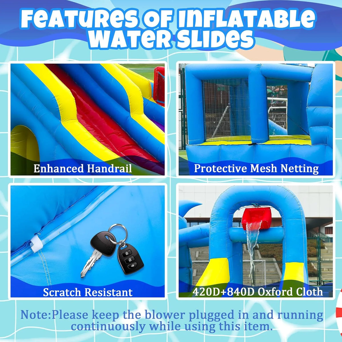 11-IN-1 Inflatable Water Slide & Dolphin Bounce House W/2 Long Slides, 19.7 ft X 13.1 ft Extra Large Waterslide Climbing Wall W/small Deeper…