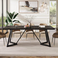 70.86-Inch Rectangular Dining Table with Metal Frame, Black
