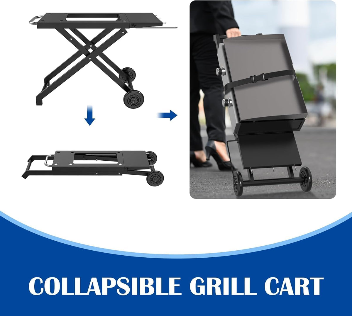 Folding Grill Cart Compatible with Blackstone 17- and 22-Inch Griddles
