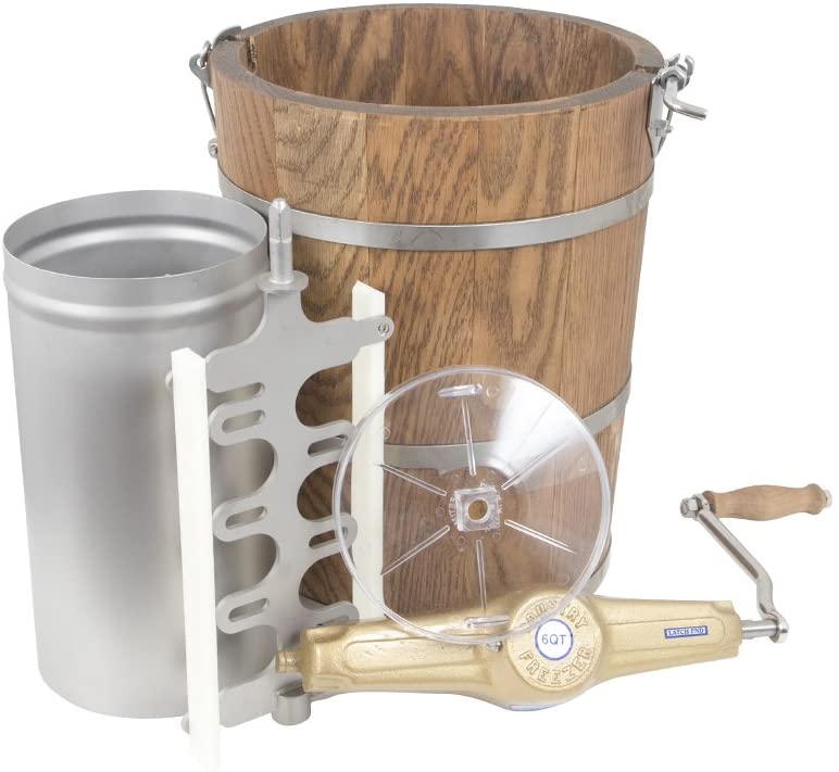 6 qt Ice Cream Maker - Classic Wooden Tub - Hand Crank