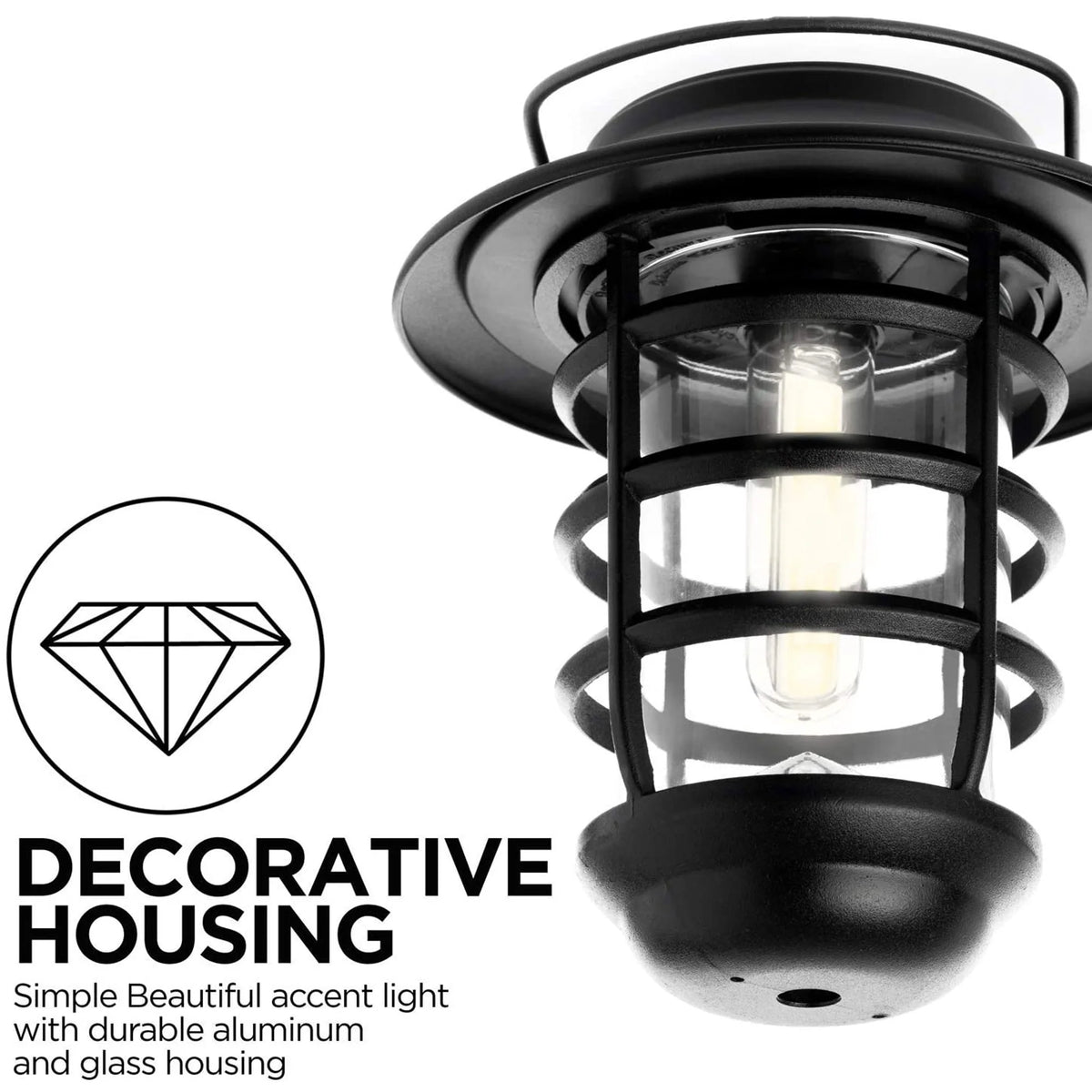 Home Zone Security Solar Outdoor Decorative Glass Wall Lantern Light No Wiring