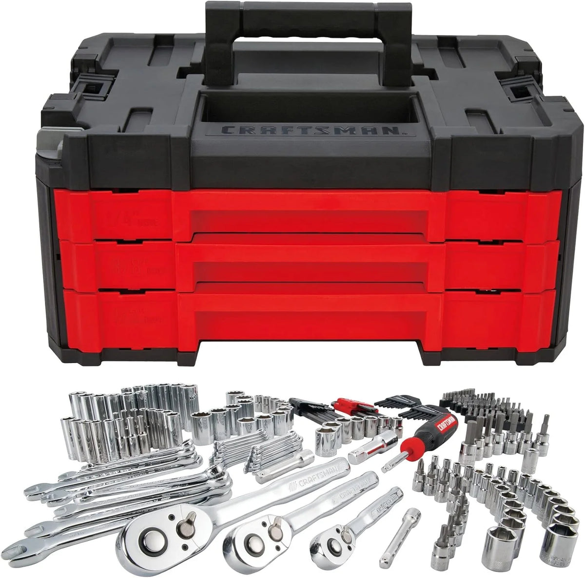 262-PIECE Mechanic Tool Set, Master Socket Set with 3-DRAWER Versastack Tool Box, Sae/metric Set