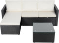 3-Piece Outdoor Wicker Patio Set with Glass Coffee Table, Beige