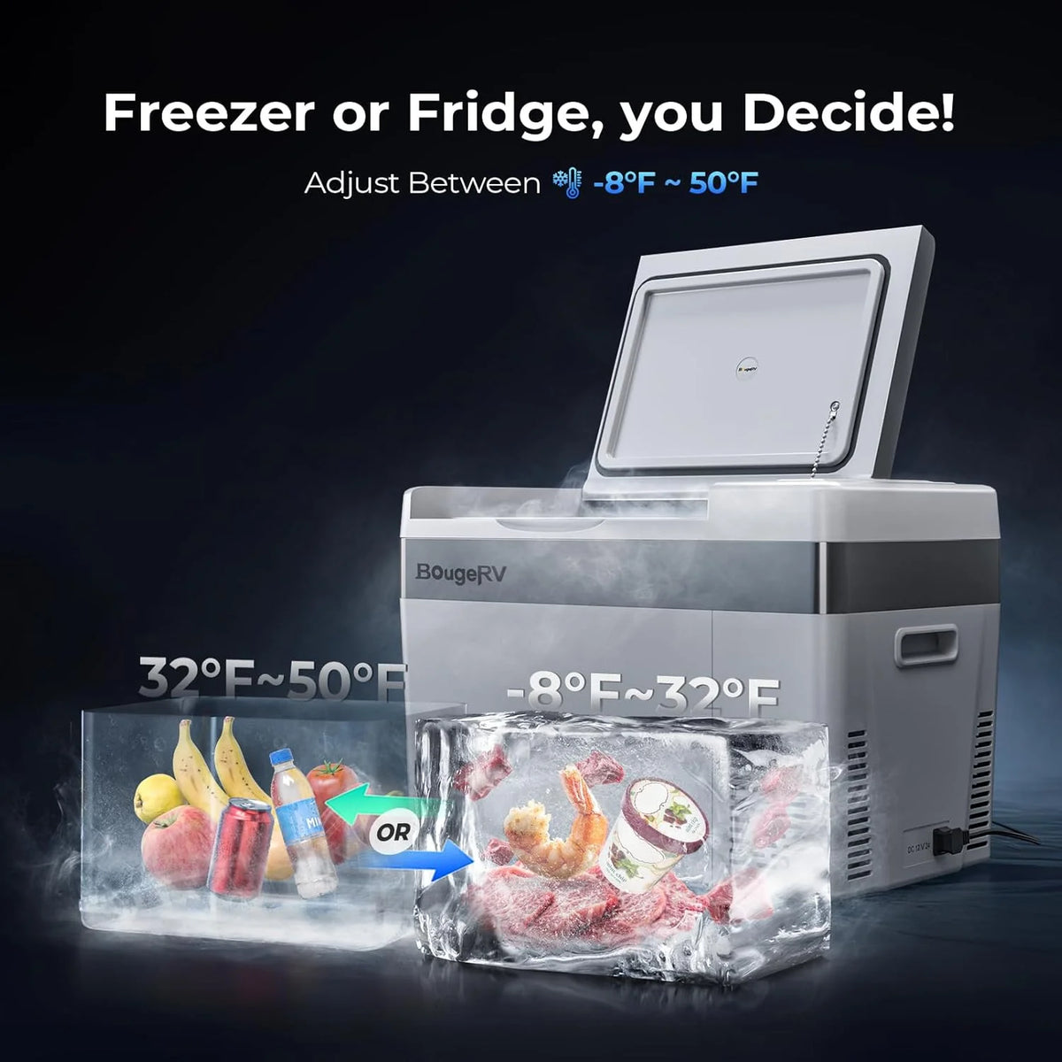 12 Volt Refrigerator 12V Car Fridge 23 quart Portable Freezer Compressor Cooler 12/24V Dc 110~240 Volt AC for Truck Van RV Camper Suv Travel…