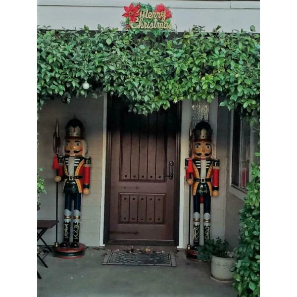72 6 ft Tall Wooden Nutcracker Pair Vintage Good Condition