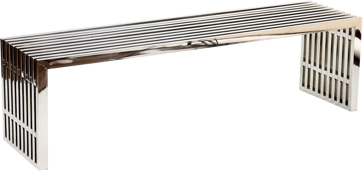 59-Inch Stainless Steel Gridiron Bench, Silver