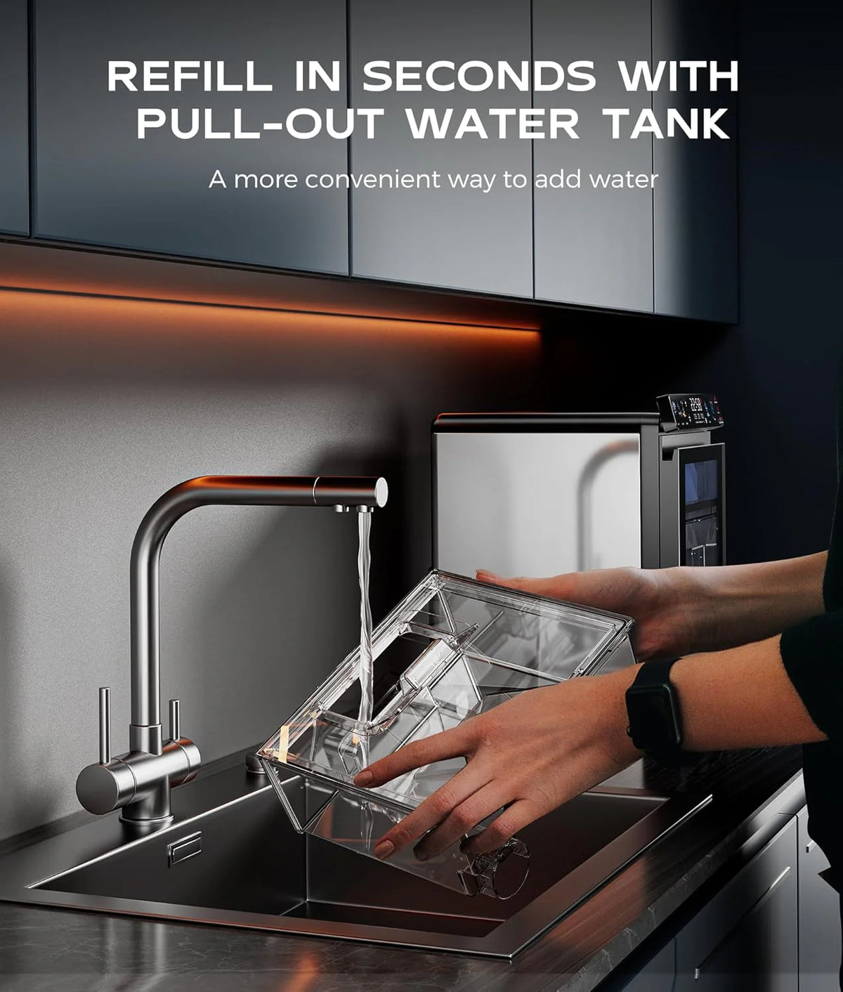 Nugget Ice Maker Countertop, Smart Pebble Ice Machine with App Control, 44 LBS/24H Soft Pellet Chewable Ice with Self-cleaning, Stainless…