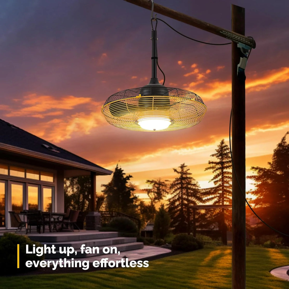 Outdoor Ceiling Fan with Light, Plug in Ceiling Fan with Remote, Gazebo Fans Outdoor Hanging for Patios Waterproof, Wet Rated Hanging Fan…