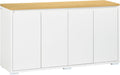 Four-Door Sideboard Cabinet with Adjustable Shelves, White