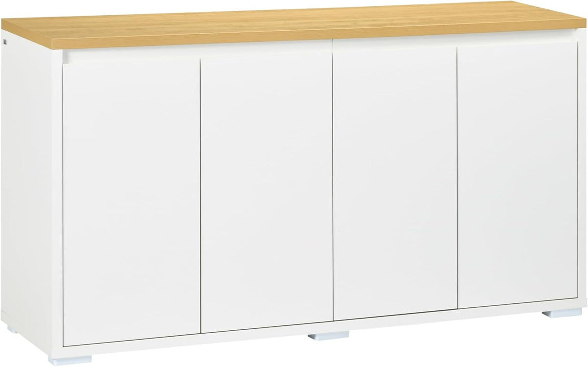 Four-Door Sideboard Cabinet with Adjustable Shelves, White