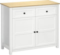 Kitchen Sideboard with Drawers and Adjustable Shelf, White