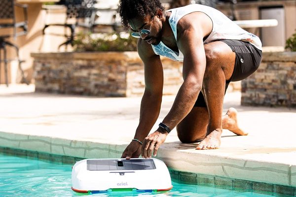 Automatic Robot Solar Pool Skimmer with Easy to Empty Oversized Filter Tray and Integrated Smart Technology with Obstacle Avoidance, Plus…