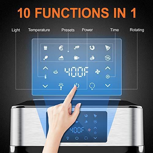 10-IN-1 Air Fryer Oven, 20 quart Airfryer Toaster Oven Combo, 1800W Large Air Fryers, Convection Toaster Oven with Rotisserie Dehydrator