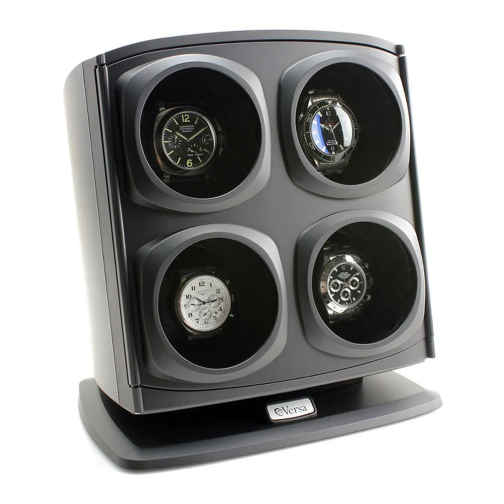 Quad Watch Winder in Black Independently Controlled Settings Multiple Direction and Timer Settings Adjustable Watch Pillow Plenty of Space…