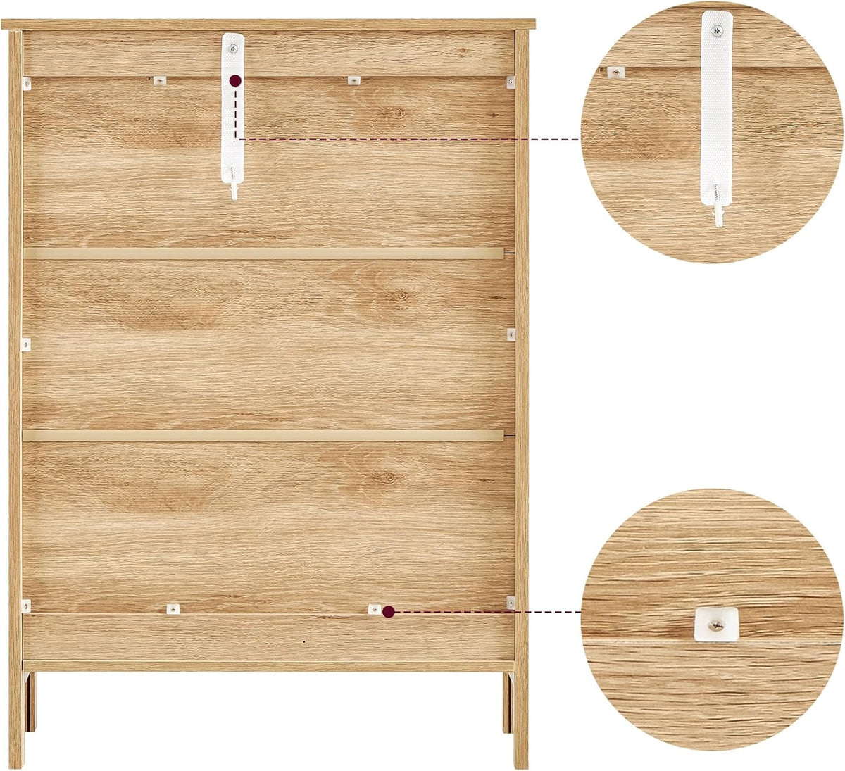 Freestanding Storage Cabinet with Rattan Doors and Adjustable Shelf
