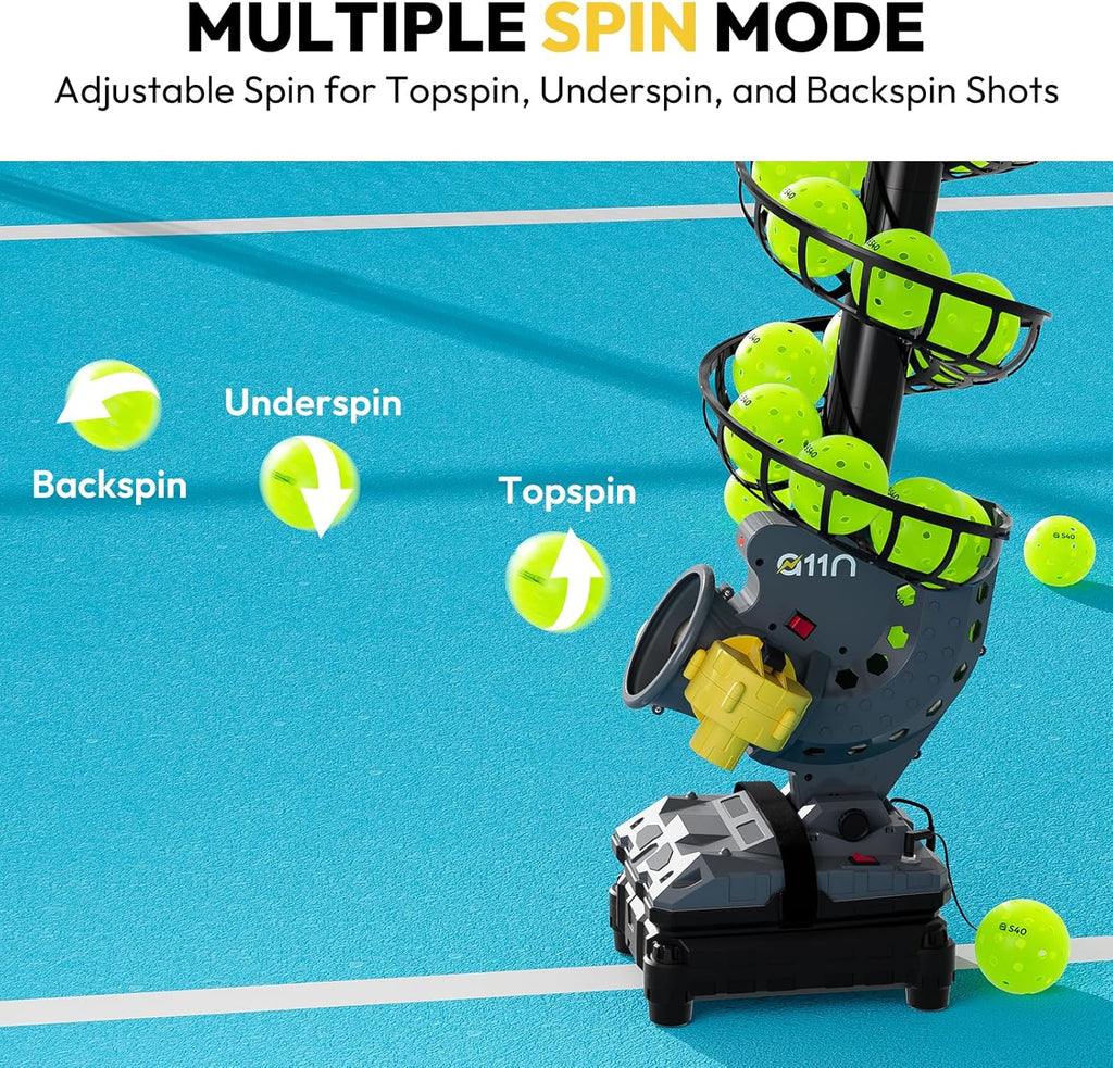 Automatic Pickleball Launcher with Adjustable Spin and Speed