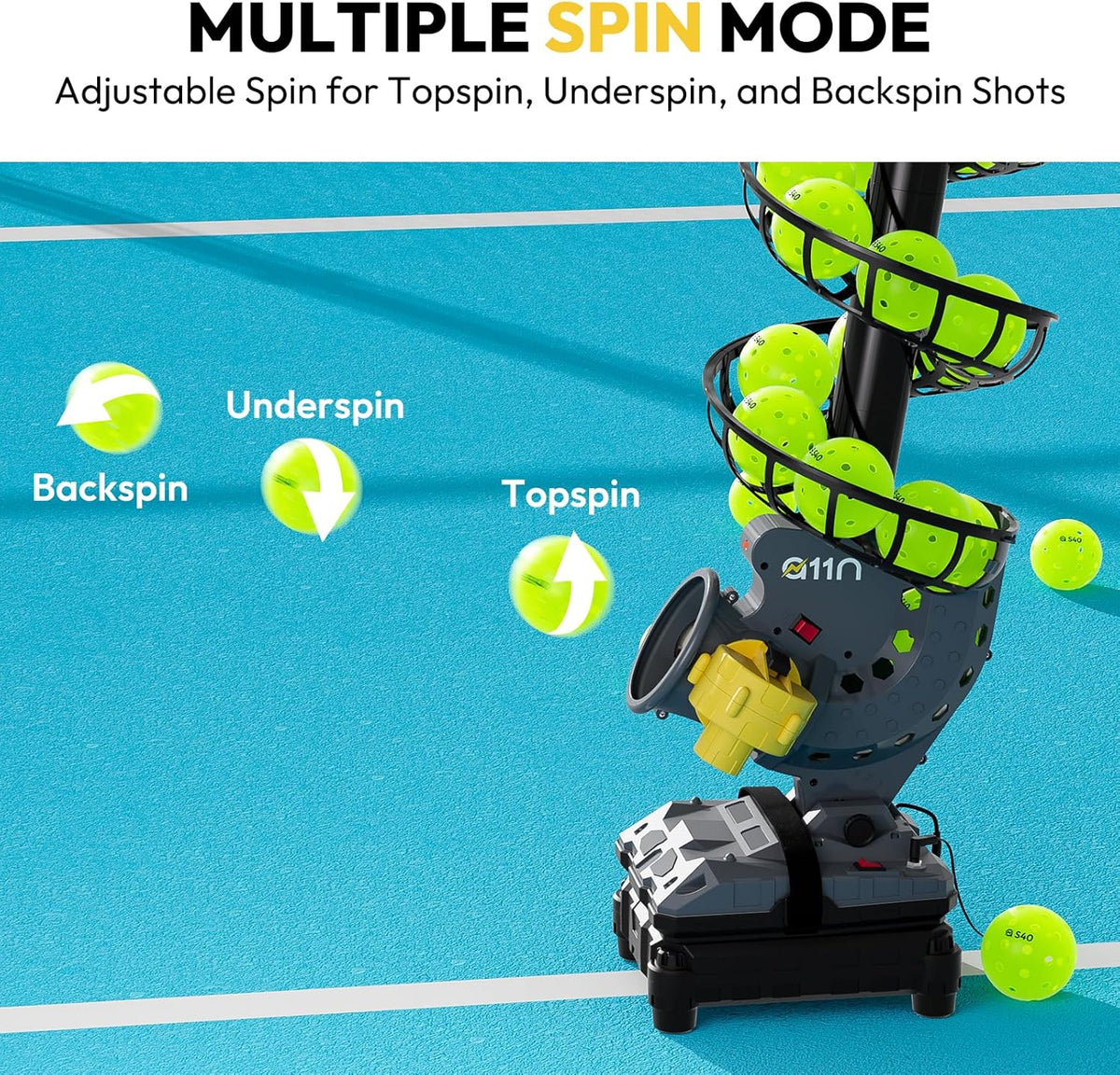 Automatic Pickleball Launcher with Adjustable Spin and Speed
