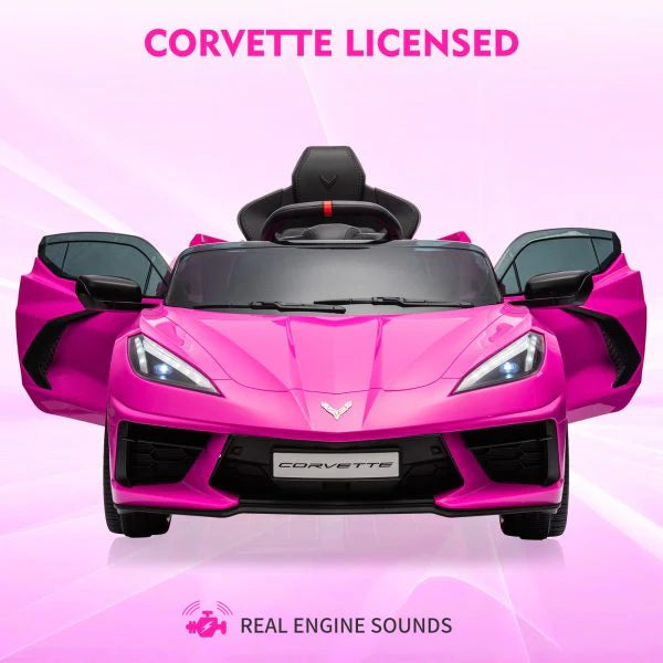 12V Kids Ride on Car Corvette Battery Powered Car Toddles Electric Sports Car Toy with Remote Control, Visual Dashboard, LED Lights, Music,…