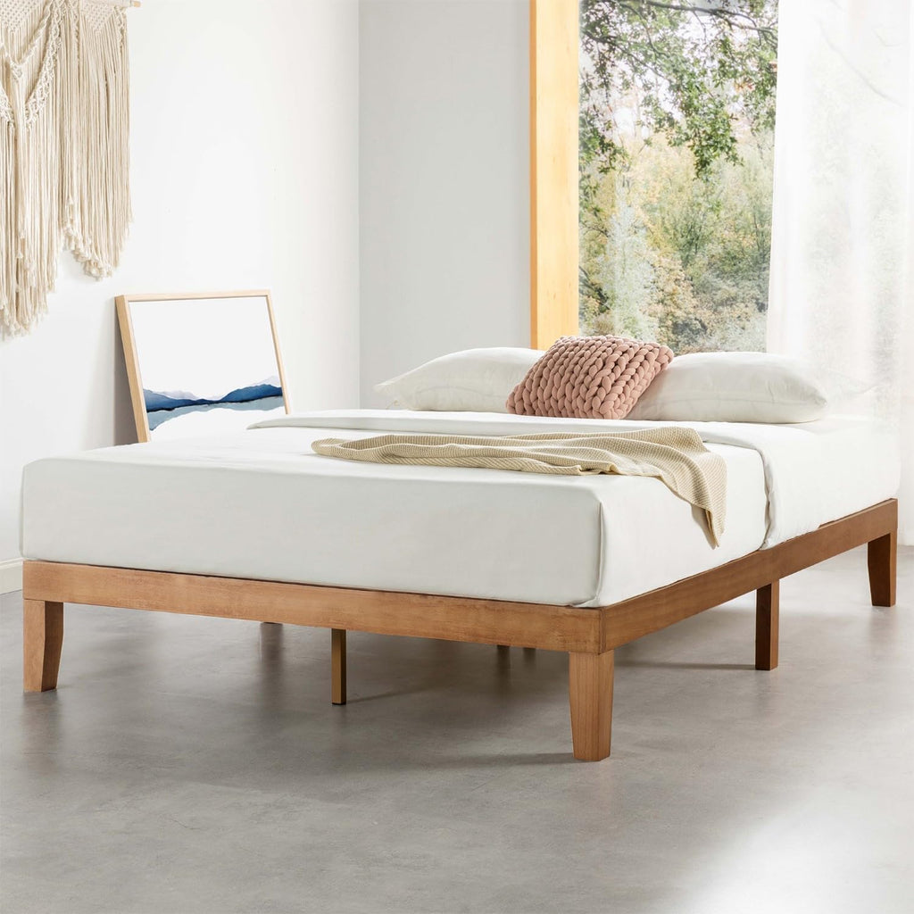 12-Inch Solid Wood Platform Bed Frame, Queen, Natural