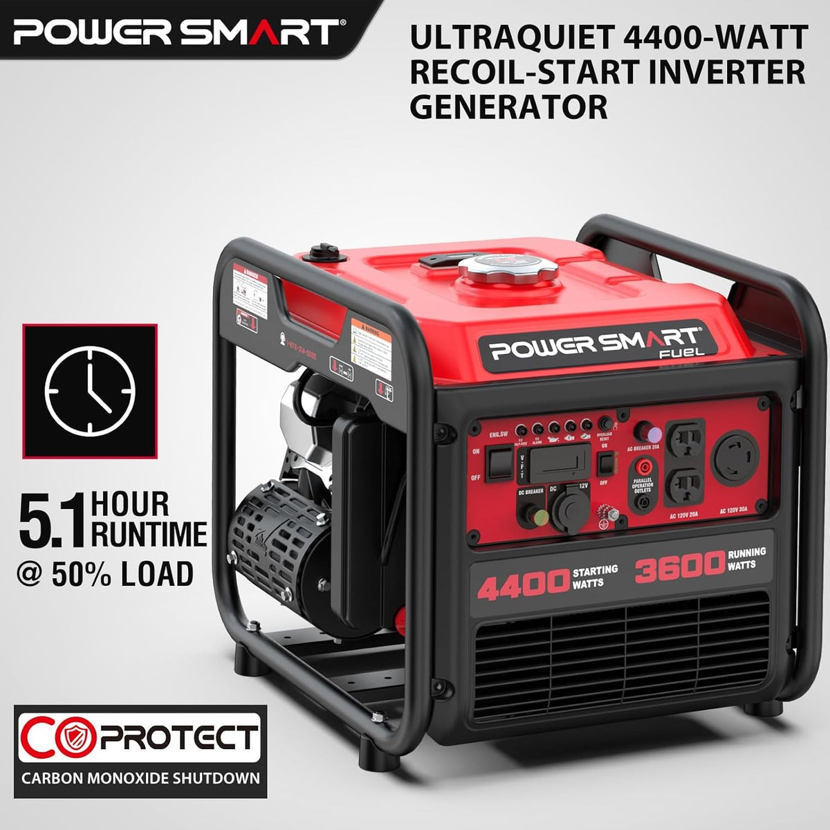4,400-Watt Gas Inverter Generator with Recoil Start