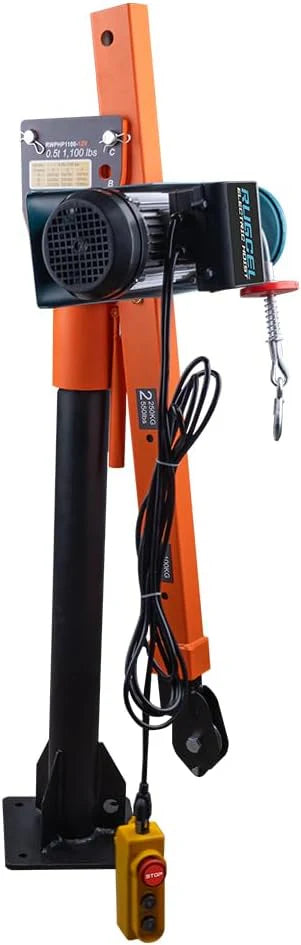 1100LB Folding Dismountable Household Hoist Truck Crane with Electric Hoist (110V) - 880LB Pulling Force, Jib Cranes for Factory, Warehouse,…