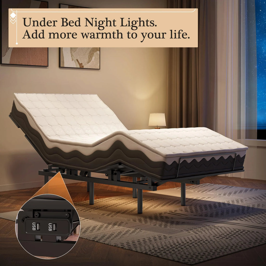 Adjustable Bed Frame -Wireless Remote -Memory Function -Adjustable Bed Base -Head and Foot Lift Incline -Zero Gravity -Quiet Motorfor Lying…
