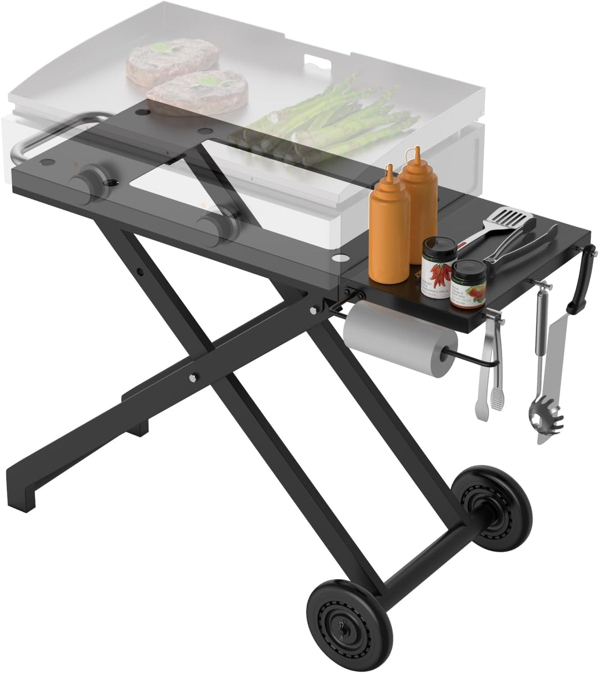 Folding Grill Cart Compatible with Blackstone 17- and 22-Inch Griddles