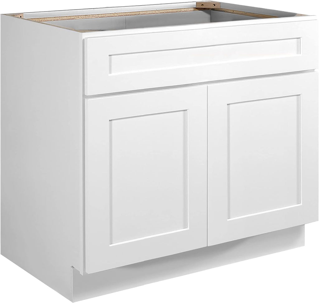 36-Inch Kitchen Sink Base Cabinet, White