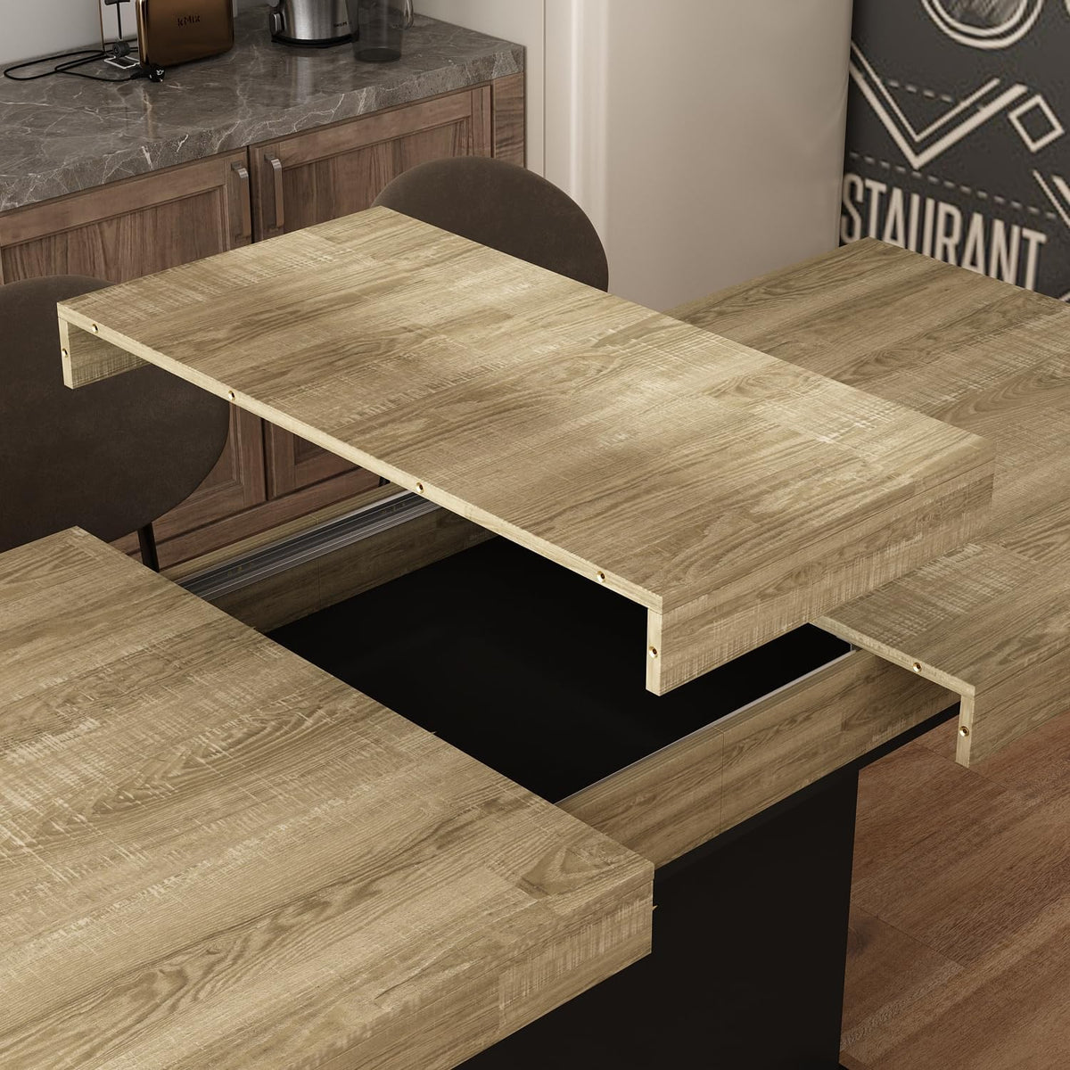 Extendable Dining Table for 6 to 8 People, 63 to 78.7 Inches