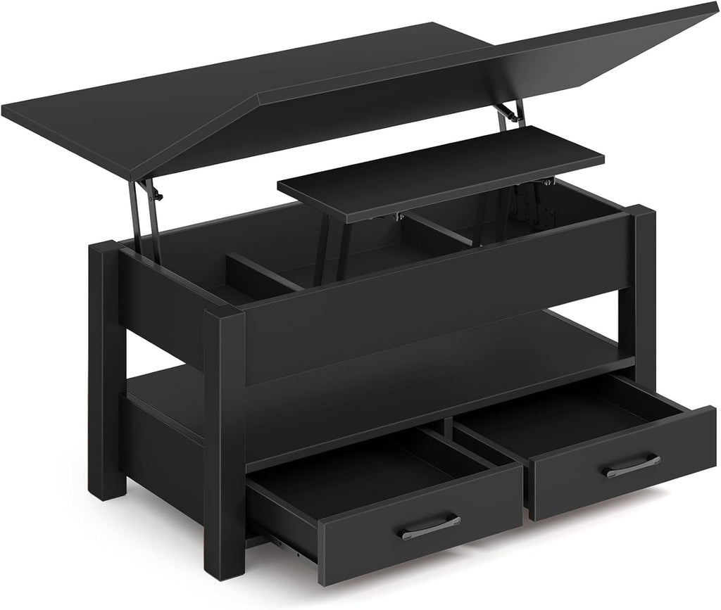 Lift-Top Coffee Table with Drawers and Hidden Storage