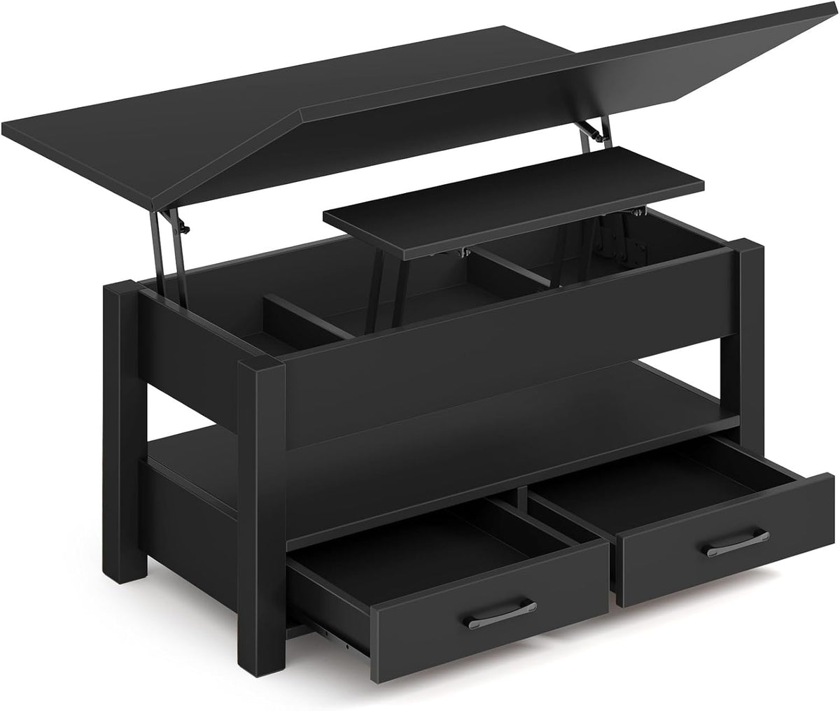 Lift-Top Coffee Table with Drawers and Hidden Storage