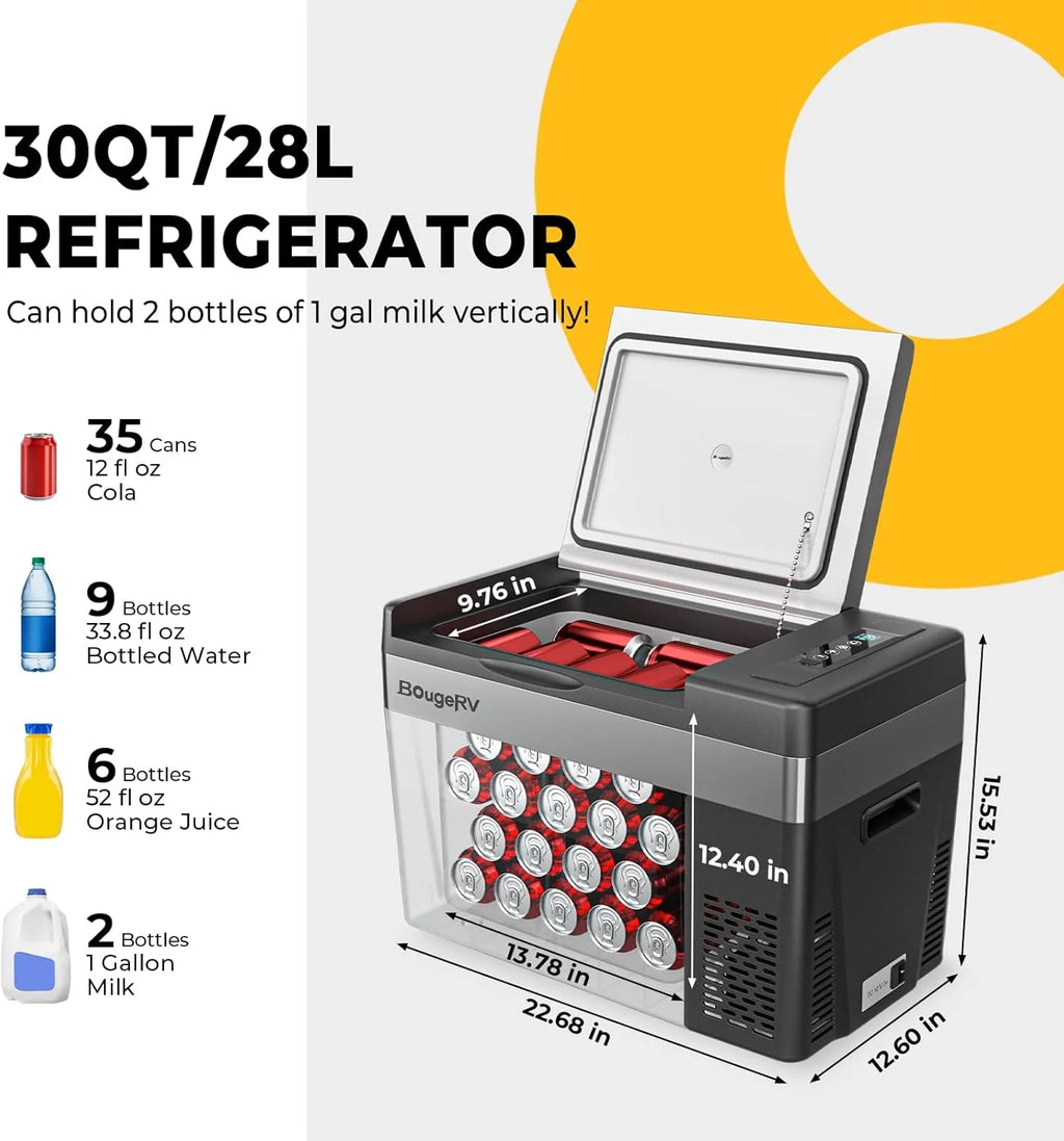 12 Volt Refrigerator 12V Car Fridge 23 quart Portable Freezer Compressor Cooler 12/24V Dc 110~240 Volt AC for Truck Van RV Camper Suv Travel…