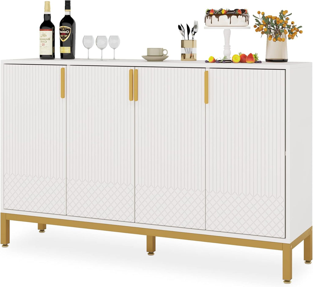 59-Inch Four-Door Buffet Cabinet, Black and Gold