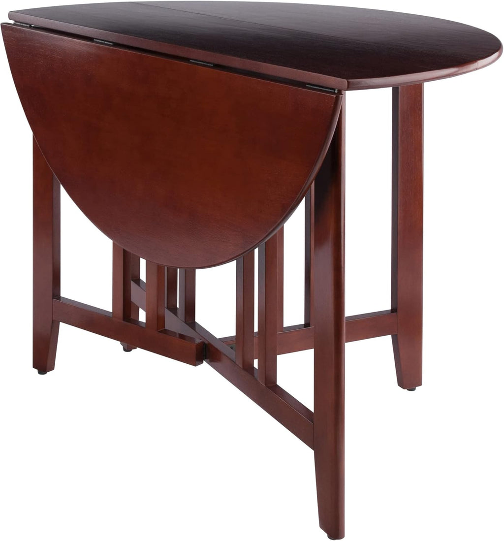42-Inch Round Drop-Leaf Dining Table, Antique Walnut