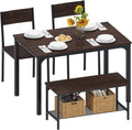 4-Piece Dining Set with Two Chairs and Bench, White