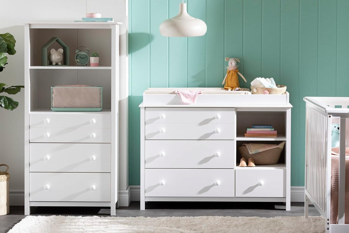 Baby Changing Table with Storage Drawers, White