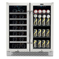 30?BUILT-IN French Door Dual Zone 33 Bottle Wine Refrigerator 88 Can Beverage Center