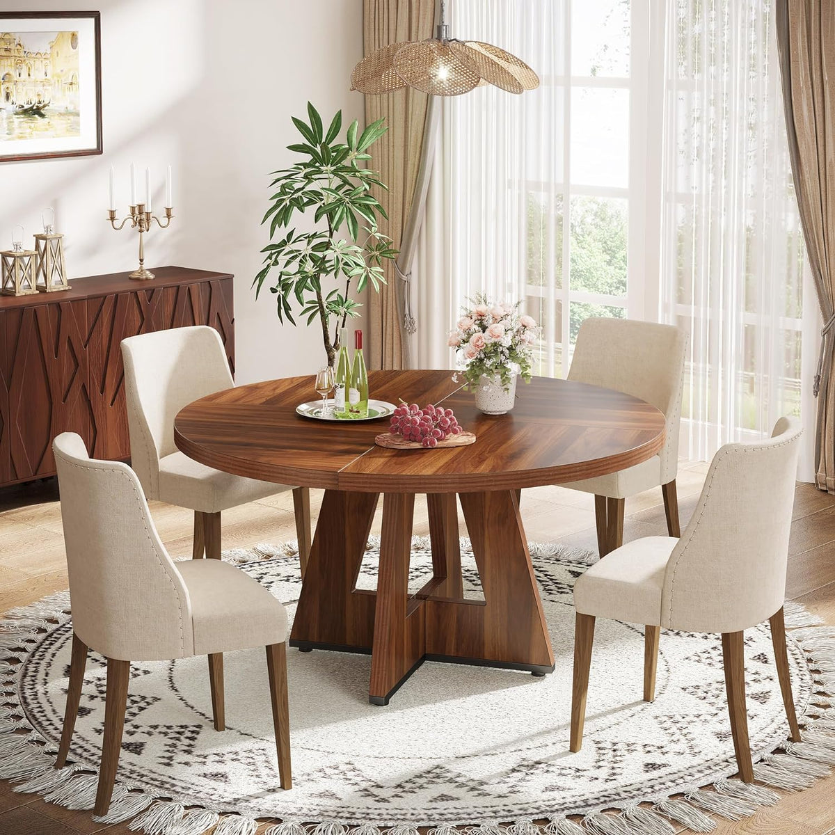 47-Inch Round Dining Table, Black