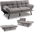 72-Inch Convertible Futon Sofa Bed with Adjustable Backrest, Gray